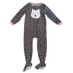 Carters Grey/Pink Polka Dot Blanket Footed Sleeper Onsie w/ Full Zipper- 5T/5A